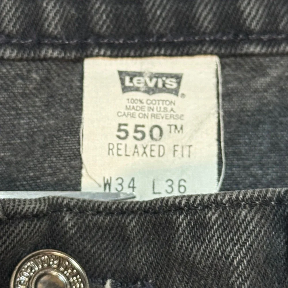 Levi 550 Jeans 34x36 Relaxed Fit Orange Tab Vintage Black Denim USA Made